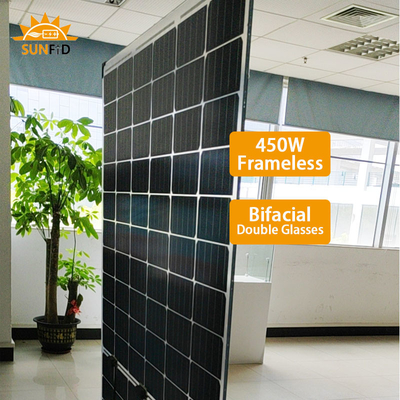 Monocrystalline ηλιακό πλαίσιο διπρόσωπο 10BB 450W Frameless για το κατοικημένο σύστημα ενεργειακής αποθήκευσης