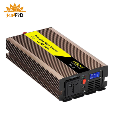 καθαρός αναστροφέας 24V 110V 220V κυμάτων ημιτόνου 48V 1500W 12V